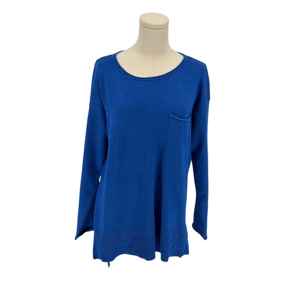 Cable & Gauge Sweaters - Cable & Gauge Blue Knit Long Sleeve Pocket Sweater Top Women's M